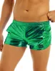 Men's Shorts Summer Mens Shiny Metallic Elastic Waist Rave Dance Booty Boxer Pants Sexy Night Club Party Bottoms ClubwearMen&295S