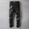 Men's Jeans Blue Star Hole Stacked Stitching Feet Motorcycle Pant Patchwork Jean Men Korean High Street Fashion Graphic