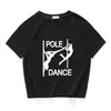 Pole Dance Gráfico engraçado Mulheres Casuais Crop Top 100% Algodão Curto Camiseta Mulheres Camisetas Verano Mujer Roupas Harajuku 220402