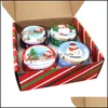 Christmas Suit Scented Candle Jar With Hand Gift Box Candy Flower Tea Tin Round Drum Metal Can Drop Delivery 2021 Packing Boxes Office Sch