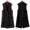 여자 조끼 2022 여름 가을 플러스 사이즈 패션 여성 긴 시폰 양복 조끼 캐주얼 회전 칼라 조끼 슬리빙 슬림 5xL JC431