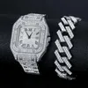 ساعة معصم الهيب هوب الرجال المثلجة الساعات التاريخ الفاخرة معصم الكوارتز مع Micropave CZ Watch for Women Jewelry GiftWristwatches