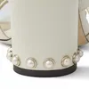 2022S/s Hazal Nappa Caged Sandals Shoes Mules With Pearl Studs Women glid på tofflor Chunky Heels Bridal Wedding Lady Footwear EU35-43