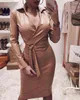 2022 New PU Leather V-neck Slim Sexy Dress Sexy Dresses Woman Clothes Y220420