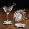 6pc Klassisk gyllene cocktail metall -coaster Kontinental vintage zinklegering pläterad guldmatta placemat diameter 10 5 cm 220610