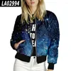 Damenjacken Damen Retro Bedruckt Damen Reißverschluss Bomberjacke Herbst Langarm Street Style Dünn Slim Casual Pocket Biker