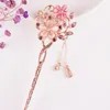 Cat Eye Stone Hairpins مزدوج زهرة الراين مقطع الشعر خمر النمط الصيني باريت أنيقة المرأة ملحق الشعر