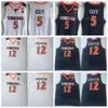 NCAA College Virginia Cavaliers Basketball 5 Kyle Guy Jersey 12 DeAndre Hunter University for Sport Fans andningsbara lag Färg Navy Blue White All Syched High
