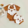 Citgeett Summer Baby Girls Boys Romper Suit Ribbed Short Sleeve Buttons Tops Waist Triangle Pants Bibs Clothes J220711