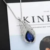 Цепи синие перо длинное ожерелье для женщин 2022 Модные серебряные хрустальные ожерелья подвески ювелирные украшения кольцевые женски