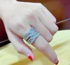 Cluster Rings Big Zircon Stone Silver Color Round Band for Women Fashion Jewelry Wedding Engagement Ring 925 Setcluster Wynn22