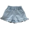 2-8Years Old Baby Girls Denim Shorts Summer Fashion Elastic Waist Ruffles Pants Korean Style Kids Girl Short Jeans 220707