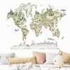 Watercolor World Map Animals Wildlife Wall Stickers Removable Vinyl Wall Decals Print Kids Room Playroom Interior Home Decor 220613