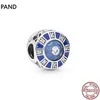 S925 Sterling Silver Beads Classic Blue Ocean Heart Snowflake Series Charm Fit Pandora Bracelet or Necklace Pendant Lady Gift