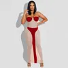 Casual Dresses Wholesale Items See Through Bodycon Dress Women Summer Sexy Backless Long Maxi For Party Mesh Halter