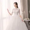فساتين زفاف أخرى 2022 عتيقة صينية صينية عالية الرقبة نصف الأكمام فستان الدانتيل تطريز زهرة حتى ضئيلة الأميرة الزفاف.