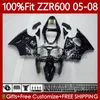 OEM Injection Mold For KAWASAKI NINJA ZZR600 600CC Silvery flames Body 100% Fit 600 CC 05-08 Bodywork 134No.166 ZZR 600 05 06 07 08 ZZR-600 2005 2006 2007 2008 Full Fairing