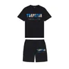 Trapstar 남자 패션 짧은 슬리브 티셔츠 트랙 슈트 세트하라 주쿠 탑 티 재미있는 힙합 컬러 티셔츠 비치 캐주얼 반바지 세트 220607