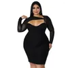 Plus size jurken vrouwen 5xl hol uit elegant mesh 2022 herfstfeestclub outfit lady mode avondjurken groothandelplus