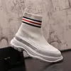 Autumn Spring Dress Wedding Party Shoes Fashion White Height Knitted Socks Walking Sneakers Breathable Round Toe Oxford Business Driving Martin Boots W44