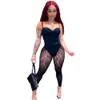 2024 Designer Women Tracksuits Sexy Sleeveless Bodysuits and See Through Lace Leggings Two Piece Sets Summer Sheer Outfits Night Club Wear Wholesale Clothes 9618