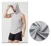 lu-BX002 Herren-Sommer-Schnelltrockenweste, lockere Outdoor-Freizeit-Lauf-Fitnessweste, Sportweste mit Kapuze, mit Markenlogo