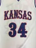 SjZl98 34 Paul Pierce Kansas Jayhawks Basketball Jersey Vit Blå Broderi Stitched Namn och nummer