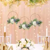 Couronnes de fleurs décoratives tentures en métal couronne de cerceau camélia blanc et feuilles de saule guirlande d'anneau de vigne pour décoration