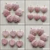 Arts And Crafts Natural Roses Quartz Stone Charms Tree Of Life Golden Wire Wrapped Love Heart Pendants For Necklace Jewelry Sports2010 Dhcxi