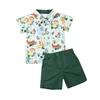 Kläduppsättningar Småbarns pojke kläder 2022 Född barn Baby Boys Summer Tops Kort ärm Animal T-shirt Pants Shorts Outfits SetClothing