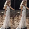 Vintage Berta Full Lace Mermaid Wedding Dresses V Neck Cap Sleeve Bridal Gowns Bohemian Beach Garden Custom Made Wedding Gowns255x