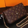 Yüksek Kaliteli Çok Felicie Pochette Kadın Zincir Çanta Cüzdan Messenger Deri Çanta Omuz Çiçek Louise Çanta vutton Crossbody viuton