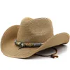 Bohemian Sun Cap for Women Foldbara strandhattar damer sommar papper halm vit panama rese hatt uv skydd cowboy