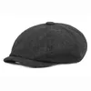 ベレー帽ヴィンテージ Sboy キャップ男性女性ヘリンボーンギャツビーブラックコーヒーグレー最高品質のベレーフラット帽子ユニセックスベレー帽