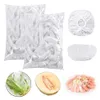 100pcs descartáveis ​​saco plásticos capa de alimentos embrulhado em alimentos elásticos de armazenamento de cozinha de cozinha bolsa fresca para tacadas de frutas compactadas