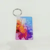 Sublimering Akryl Keychain Blanks Pendants Värmeöverföring Rektangel KeyRing