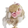 Breda randen hattar Springsummer Anti-halk Sunshade platt hatt trendig blomma dekor vikbar strandomfattande wend22