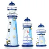Dekorativa föremål Figurer Mediterranean Ocean Lighthouse Figurin Lantern Tower Beacon Candle Holder Miniature Nautical Home Wedding de