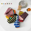 Spring Y New Children Socks Without Heel Straight Students Striped Color Adjustment Baby Socks J220621