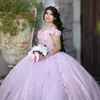 فساتين Quinceanera وردي حلوة للمكسيك 16 فتاة ثلاثية الأبعاد زهور مطرز بالخرز الأميرة الكرة ثوب حفلة عيد ميلاد فستان Vestido De 15 Anos Quinceanera 2022