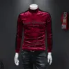 Men's T-Shirts designer Luxury Velvet Sweatshirt Men Thickened Turtleneck Splicing Paisley Club Outfits Letter ClothingMen's S-4XL ZYGR