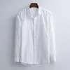 Men's Dress Shirts Men Classic Breathable Cotton Linen Formal Business Office Work Camisa Masculina Long Sleeve Wedding White ShirtMen's Ver