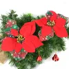 Christmas Decorations 3/6pcs 22cm Large Flowers Glitter Poinsettia Flower Xmas Tree Decoration For Home DIY Wreath Accessories Year