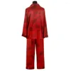 Мужская пижама для мужчин, набор мужская красная атласная шелковая пижама для пар, ночная одежда пижа