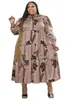 Sukienki w rozmiarze plus 4xl ubrania kobiety kaskadowe szaty wiosna jesienna nadruk luźny styl uliczny swobodny wielki sukienki maxi