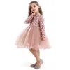 Robes de filles Printemps petites filles fleur dentelle robe de princesse robes de soirée enfants vacances maille Tutu robe enfants à manches longues vêtements de sport 2201006