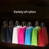 5 pcs Kraft Paper Bag with Handles Solid Color Gift Packing Bags for Store Clothes Wedding Christmas Supplies Handbags Kit 220704
