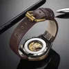 Style rétro hommes montre mécanique automatique squelette Steampunk bracelet en cuir véritable hommes montres-bracelets à remontage automatique hommes Reloj 220623