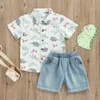 Kids Clothes Sets Summer Toddler Boys Cartoon Dinosaur Print Short Sleeve Shirts + Shorts 2Pcs Suit Fashion Children's Clothing G220509