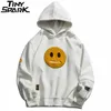 Erkekler Hip Hop Hoodie Streetwear Kazak Fermuar Cep Yamalar Harajuku Pamuk Polar Kapüşonlu Kazak Gri Beyaz 220325